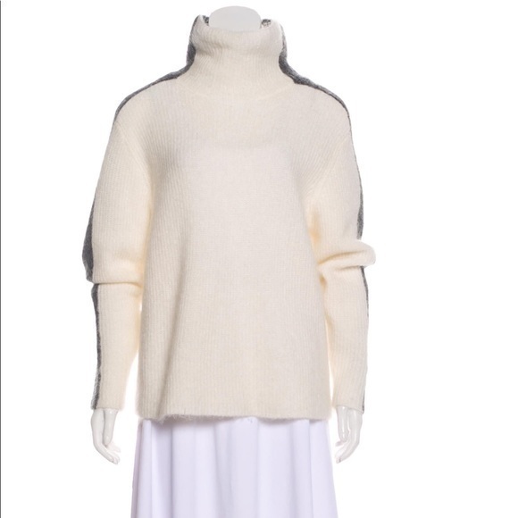 GANNI NWOT Callahan Mohair Egret White Gray Mockneck turtleneck Sweater M - Picture 5 of 12